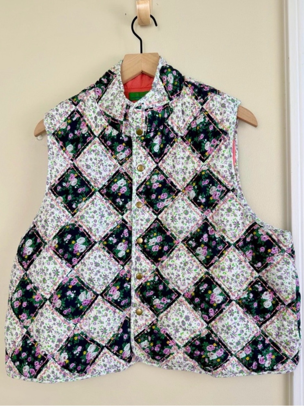 Clare V Timothé vest- Black & Lilac Quilted Floral XS/S Original: $295